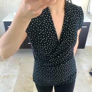 Ann Taylor Polka Dot Wrap Top